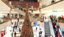 Giant Christmas tree in shopping mall