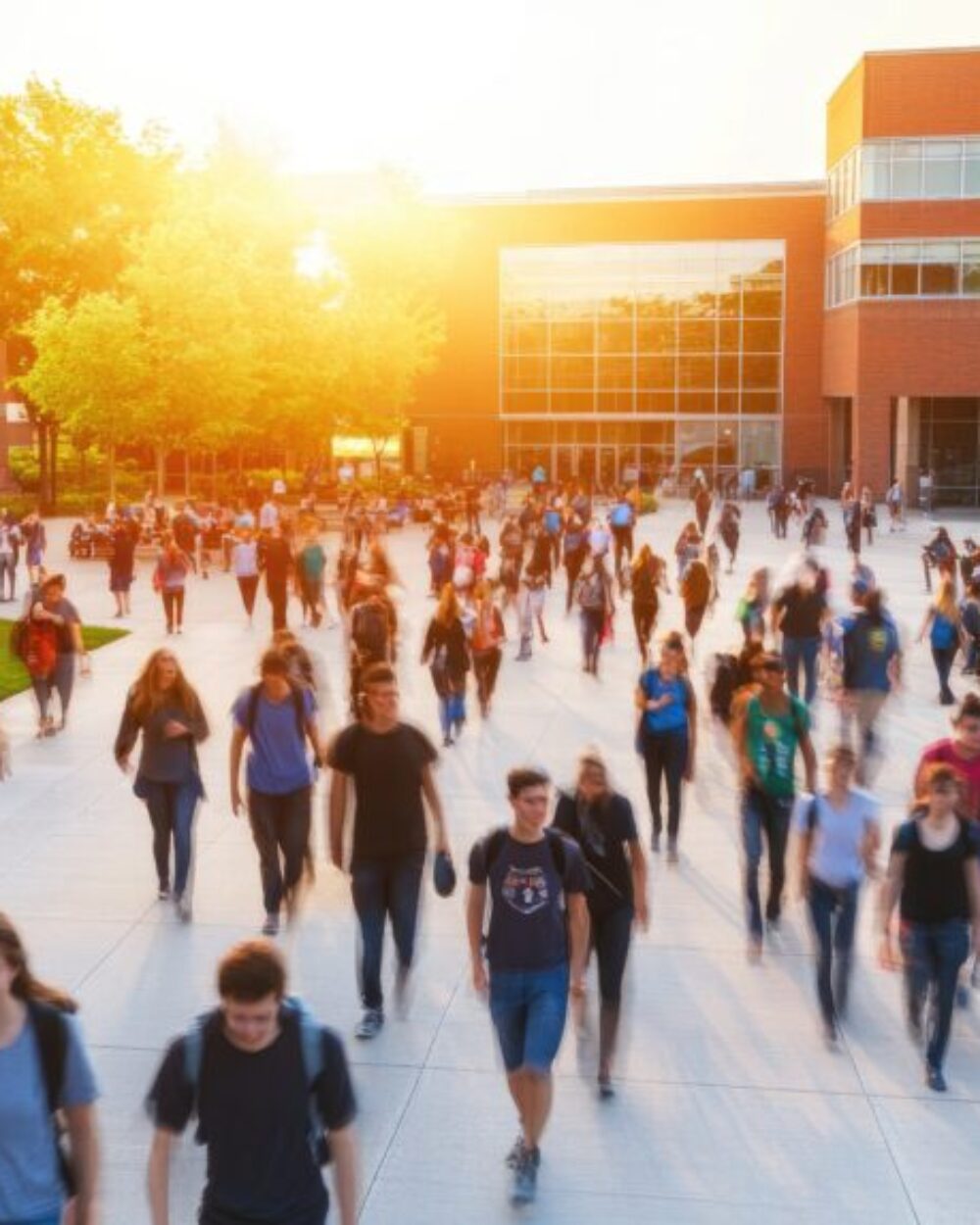 Students walking on a sunny college campus. modernizing legacy banking systems with cloud for financial services and core banking platforms